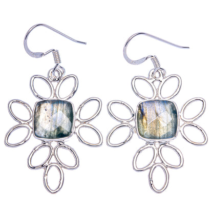 Premium Labradorite Earrings 1 7/8" (925 Sterling Silver) E1187