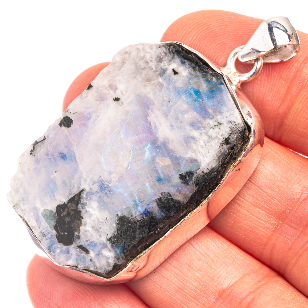 Rainbow Moonstone Pendant 1 7/8" (925 Sterling Silver) P38878