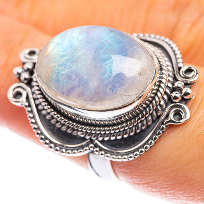 Rainbow Moonstone 925 Sterling Silver Ring Size 6
