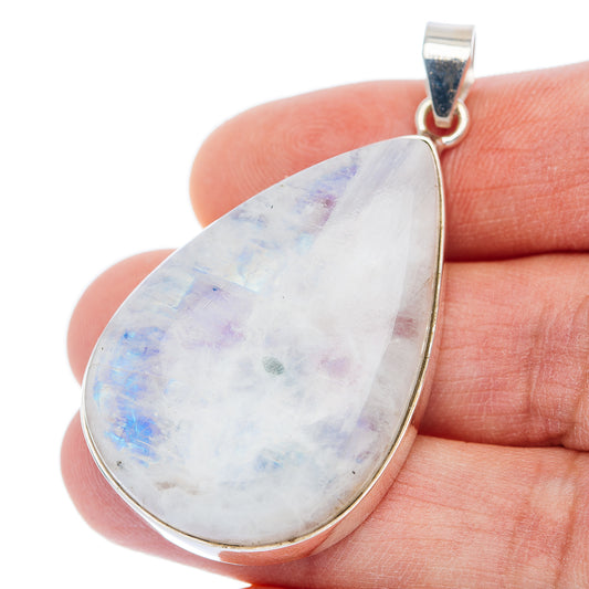 Premium Rainbow Moonstone Pendant 2 1/8" (.925 Sterling Silver)
