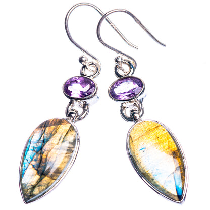Labradorite, Blue Topaz 925 Sterling Silver Earrings 1 3/4"