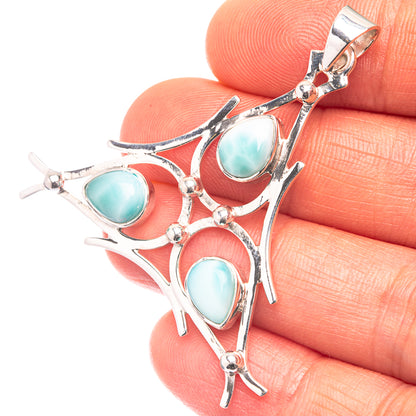 Premium Signature Rare Larimar Pendant 1 3/4" (925 Sterling Silver) P38795
