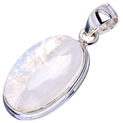 Rainbow Moonstone Pendant 1 3/8" (.925 Sterling Silver)
