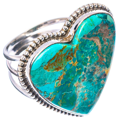 Mohave Turquoise Heart Ring Size 8.75 (.925 Sterling Silver)