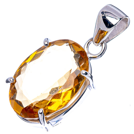 Faceted Citrine Pendant 1 1/8" (925 Sterling Silver) P42991