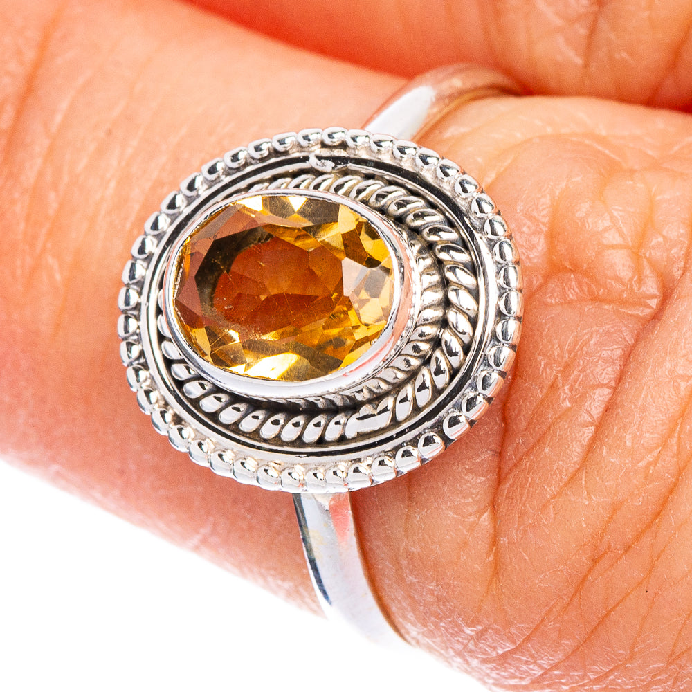 Faceted Citrine Dainty Ring Size 6.5 (925 Sterling Silver) R147137
