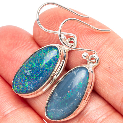 Rare Triplet Opal Earrings 1 3/8" (925 Sterling Silver) E1860