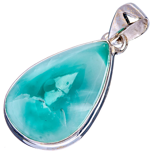 Sterling silver pendant with turquoise teardrop stone and open round bail