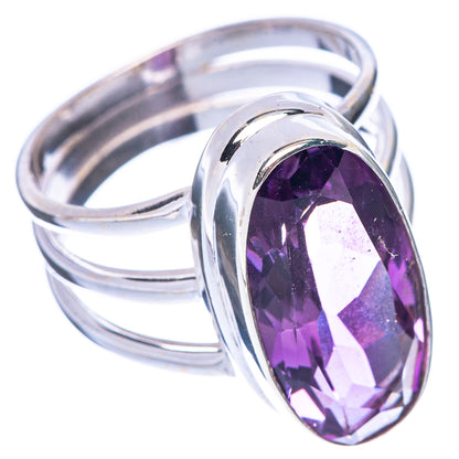 Faceted Amethyst Ring Size 7.25 (925 Sterling Silver) R1732