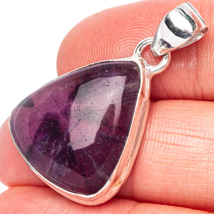 Sterling silver amethyst teardrop pendant with bail, polished purple gemstone cabochon