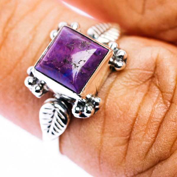 Purple Turquoise Ring Size 6.5 (.925 Sterling Silver)