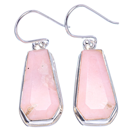 Pink opal teardrop earrings in .925 sterling silver, faceted pink stone drops