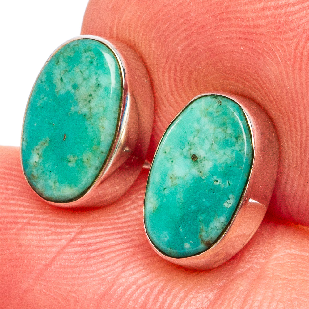 Rare Kingman Turquoise Earrings 3/8" (.925 Sterling Silver)