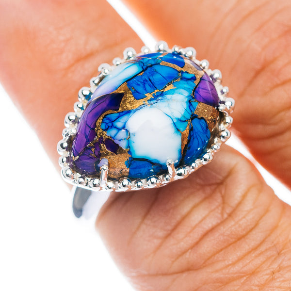 Exclusive Violet Blue Dahlia Mohave Turquoise Ring Size 7 (.925 Sterling Silver)