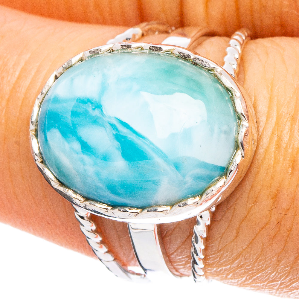 Larimar 925 Sterling Silver Premium Ring Size 7.5 (925 Sterling Silver) R6509
