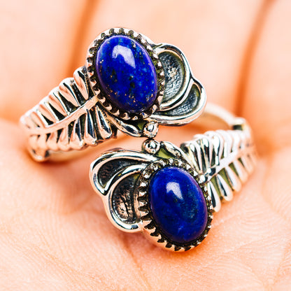 Southwestern Style Lapis Lazuli Ring Size 7 Adjustable (.925 Sterling Silver)