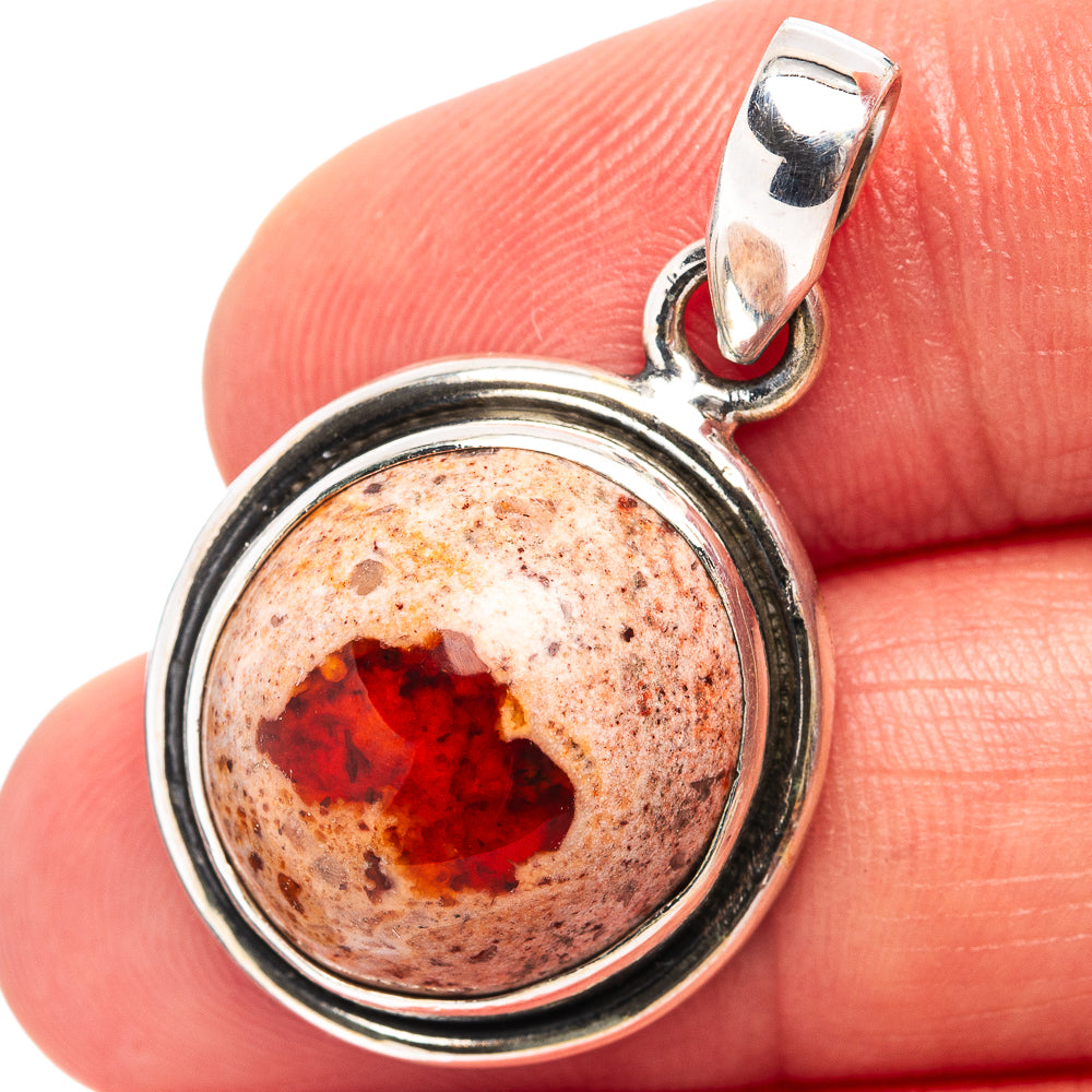 Mexican Fire Opal Pendant 1 1/4" (.925 Sterling Silver)