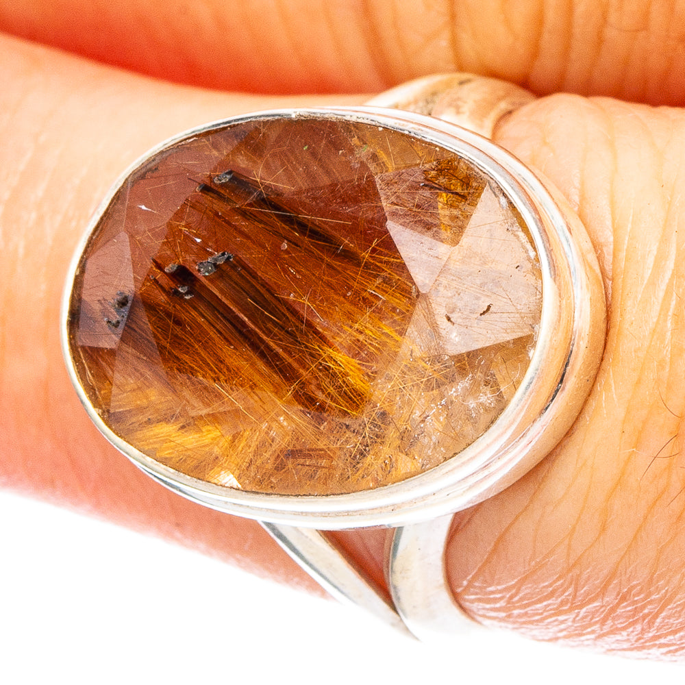 Rutilated Quartz 925 Sterling Silver Ring Size 7 (925 Sterling Silver) R6098