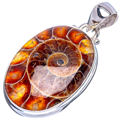 Rare Ammonite Fossil Pendant 1 1/2" (925 Sterling Silver) P43383