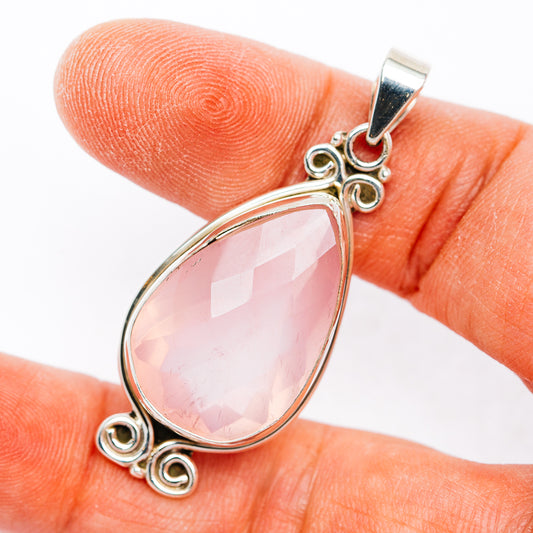 Premium Rose Quartz Pendant 1 7/8" (.925 Sterling Silver)