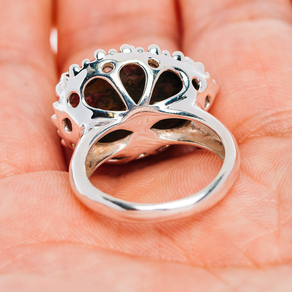 Exclusive Red Dahlia Mohave Turquoise Ring Size 6.5 (.925 Sterling Silver)