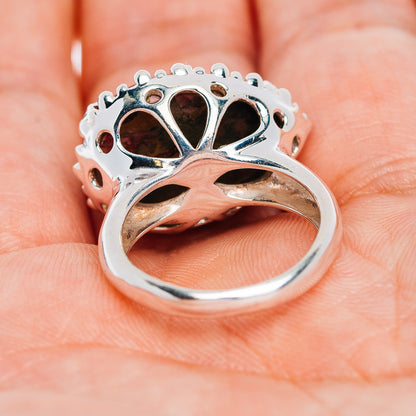 Exclusive Red Dahlia Mohave Turquoise Ring Size 6.5 (.925 Sterling Silver)