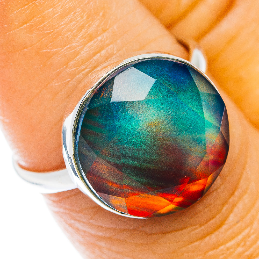 Aurora Opal Ring Size 8 (.925 Sterling Silver)