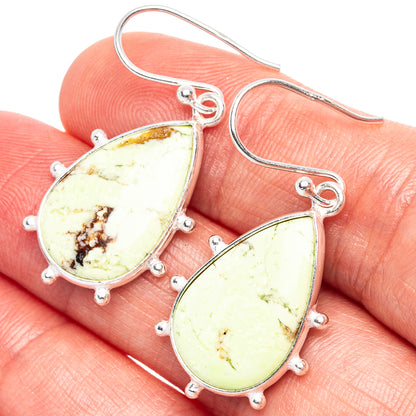 Lemon Chrysoprase 925 Sterling Silver Earrings 1 1/2" (925 Sterling Silver) E1942