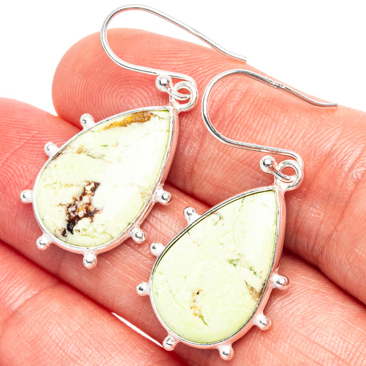 Lemon Chrysoprase 925 Sterling Silver Earrings 1 1/2" (925 Sterling Silver) E1942