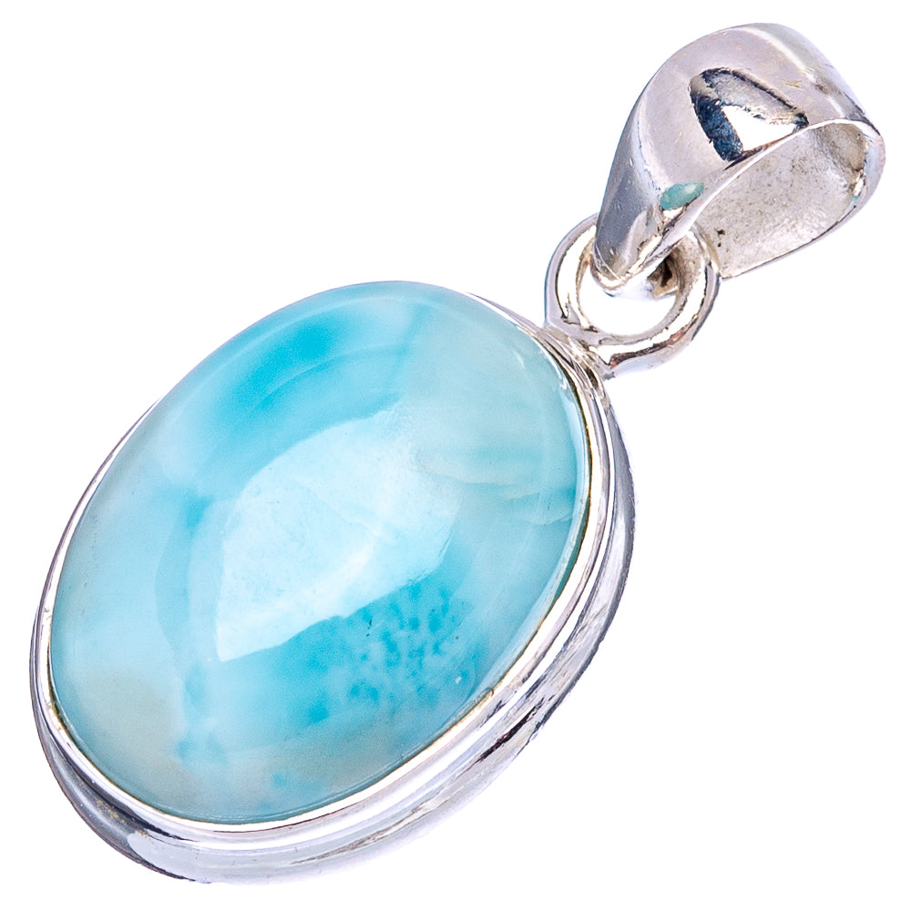 Rare Larimar Pendant 1 1/8" (.925 Sterling Silver)