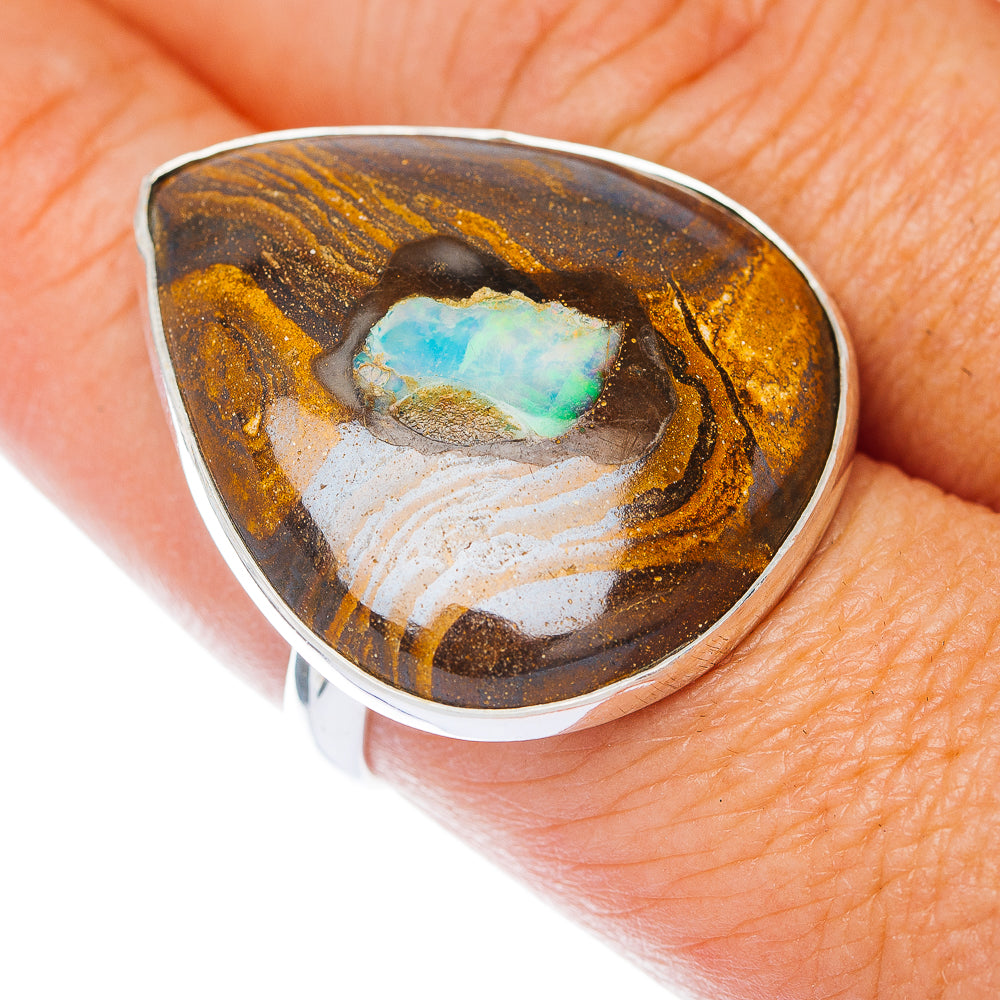 Premium Boulder Opal Ring Size 8.75 (.925 Sterling Silver)