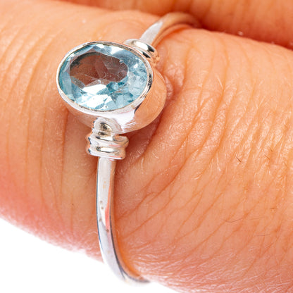 Blue Topaz Dainty Ring Size 7.75 (925 Sterling Silver) R145736