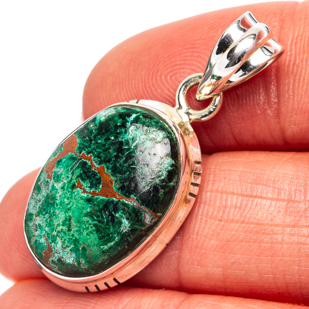 Chrysocolla Pendant 1 3/8" (.925 Sterling Silver)