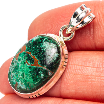 Chrysocolla Pendant 1 3/8" (.925 Sterling Silver)