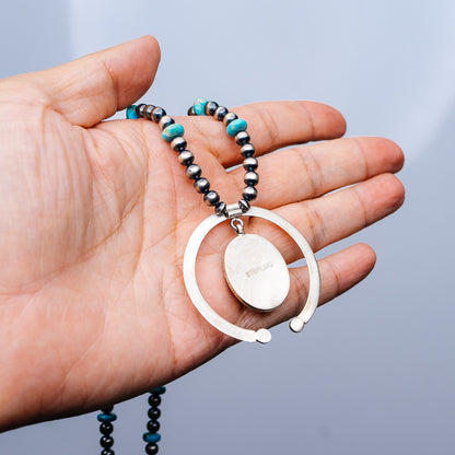Navajo Pearl Turquoise Necklace 18 to 20" (.925 Sterling Silver)