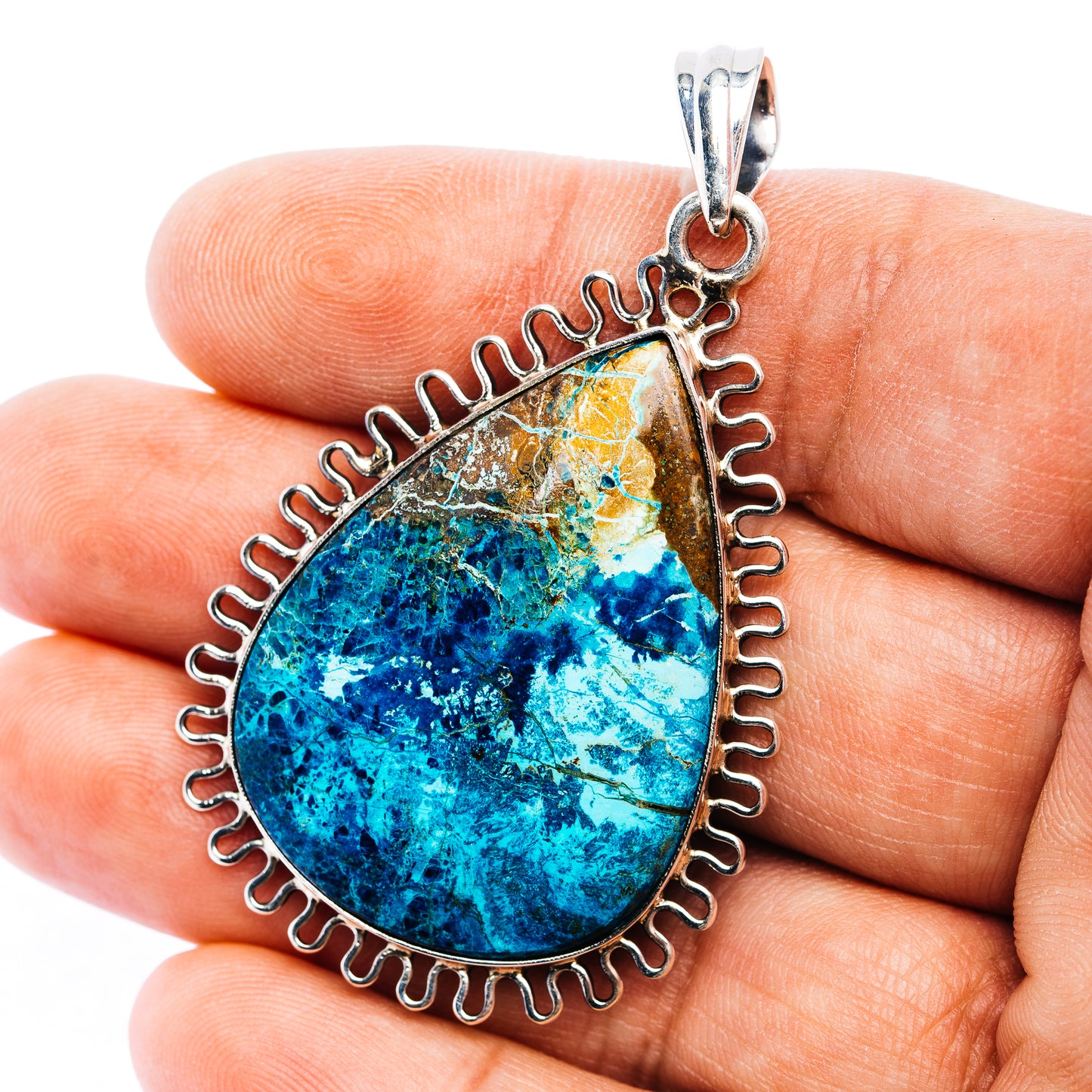 Shattuckite  Pendant 2 3/8" (.925 Sterling Silver)