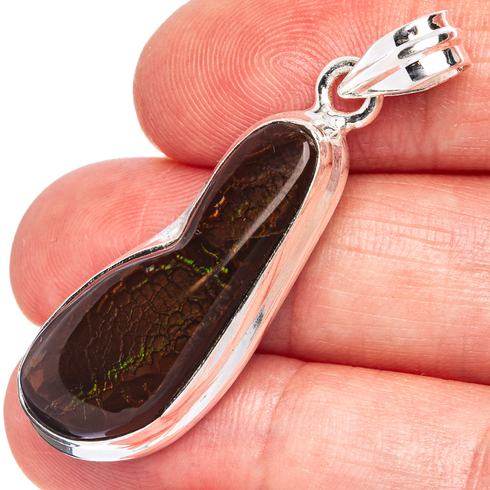 925 sterling silver Mexican fire agate pendant with teardrop brown-red cabochon bezel