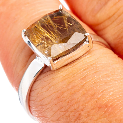 Rutilated Quartz Ring Size 8 (.925 Sterling Silver)
