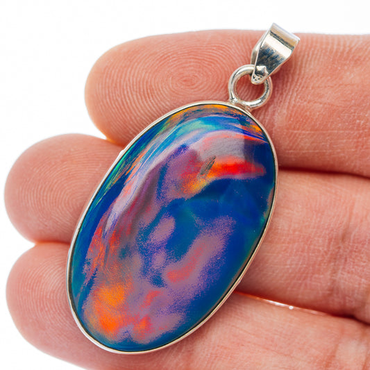 Aurora Opal Pendant 1 3/4" (.925 Sterling Silver)