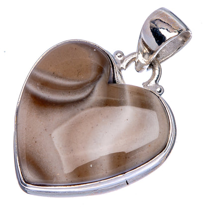 Striped Flint Heart Pendant 1 1/4" (925 Sterling Silver) P40218