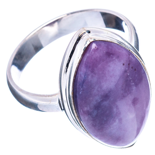 Sterling silver oval opal ring in purple, close side view of bezel and band
