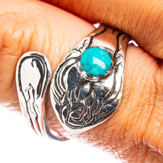 Turquoise cabochon sterling silver ring with engraved band and blue stone