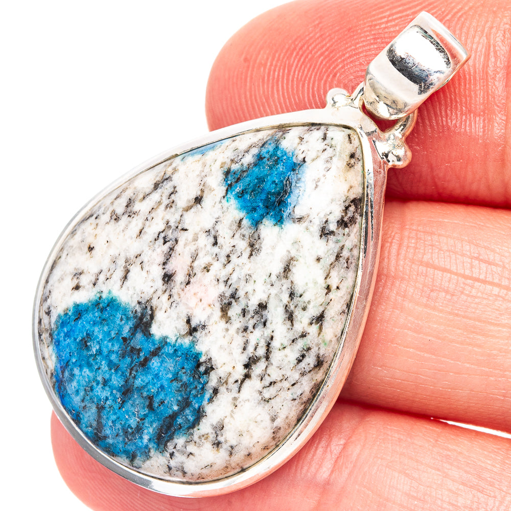K2 Blue Azurite Pendant 1 5/8" (.925 Sterling Silver)
