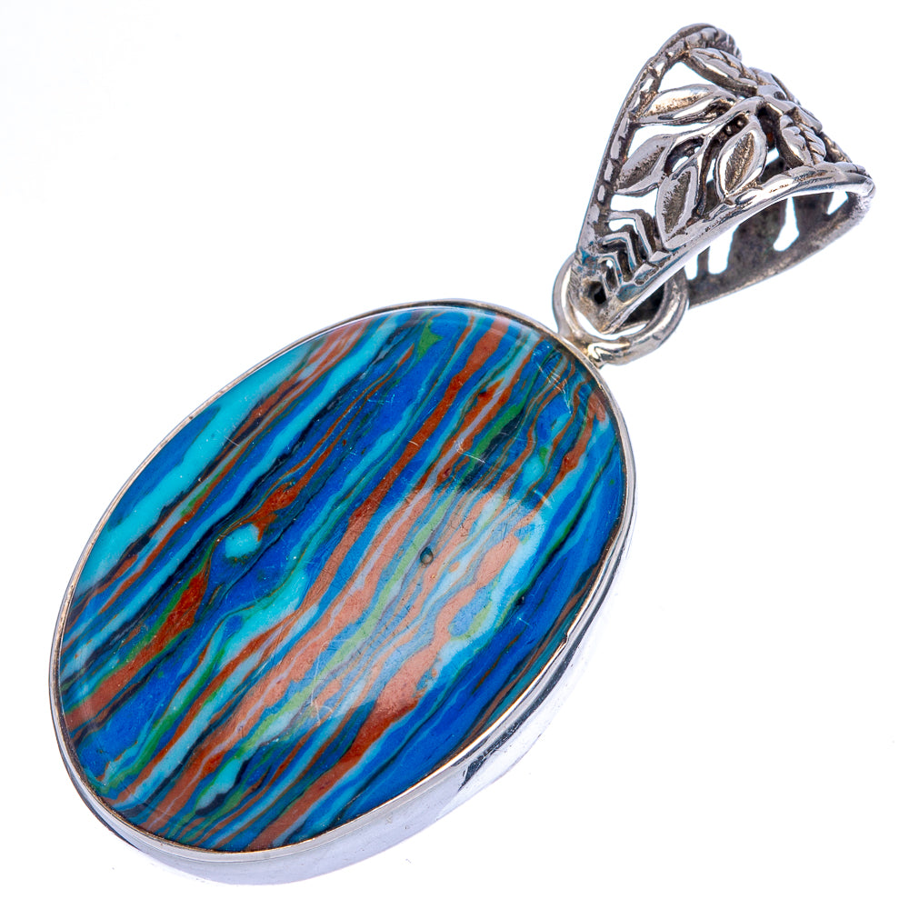 Rainbow Calsilica Pendant 1 7/8" (925 Sterling Silver) P40090