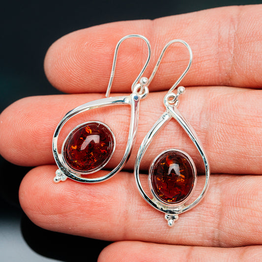 Premium Baltic Amber Earrings 1 5/8" (.925 Sterling Silver)