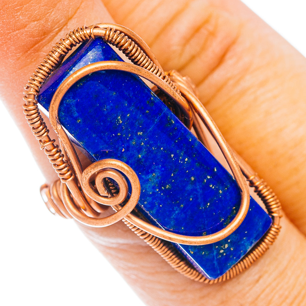 Lapis Lazuli Wire Wrap Ring Size 6.5 (Copper)
