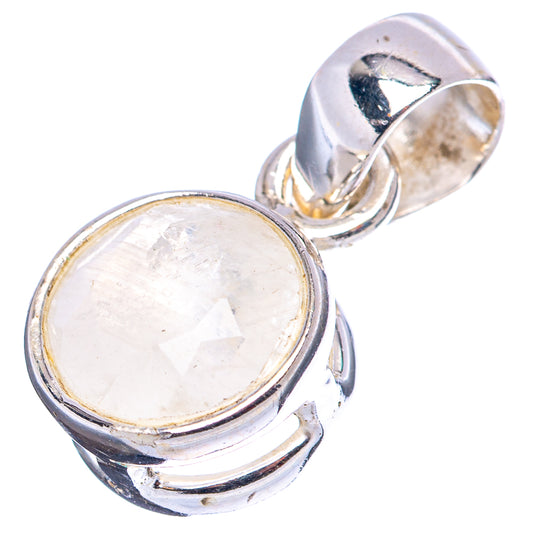 Sterling silver moonstone pendant with round iridescent cabochon and open bail