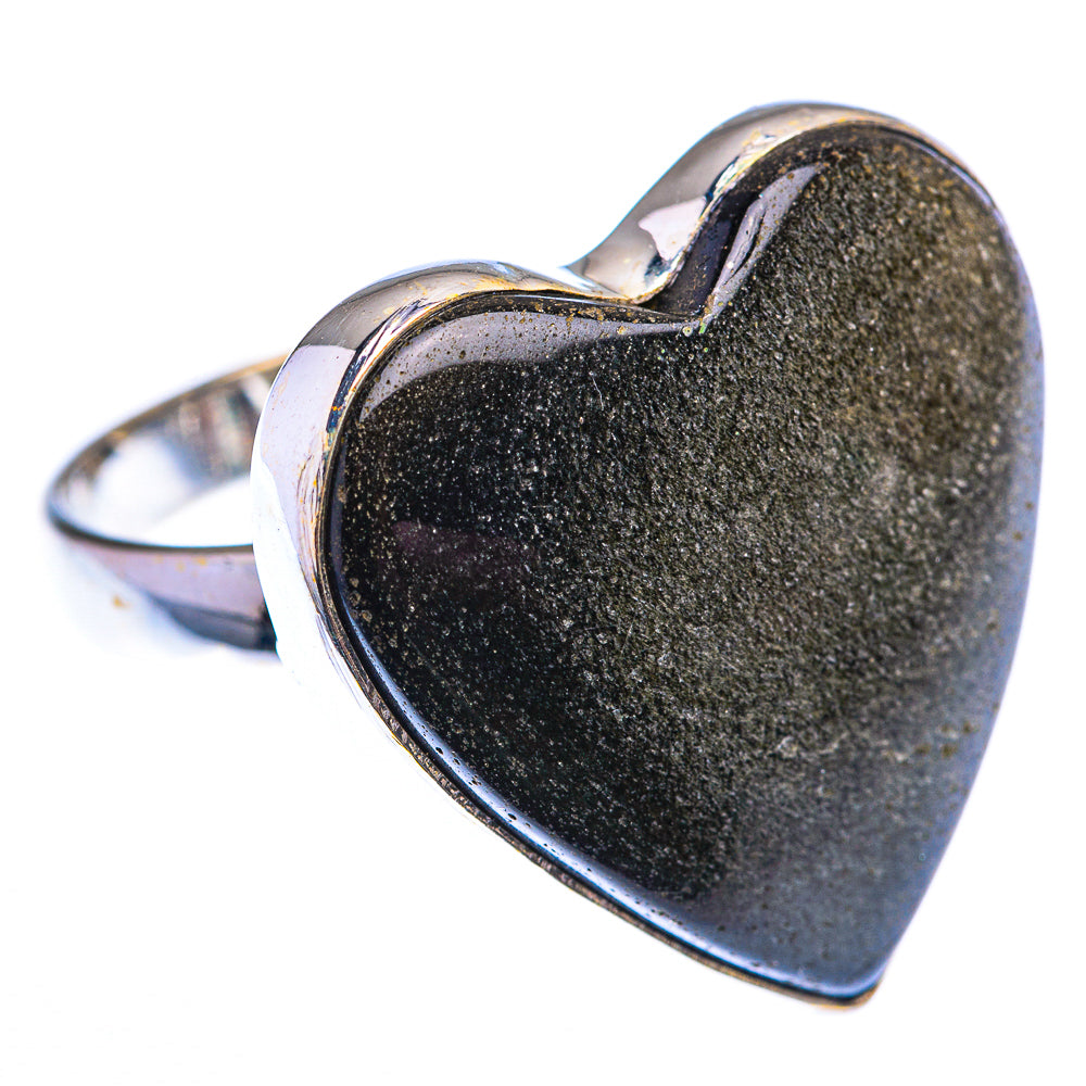 Large Gold Sheen Obsidian Ring Size 9.25 (925 Sterling Silver) RING140181