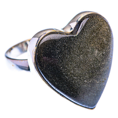 Large Gold Sheen Obsidian Ring Size 9.25 (925 Sterling Silver) RING140181