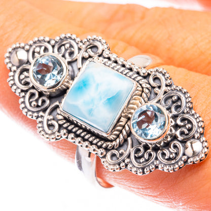 Large Larimar, Blue Topaz Ring Size 8.75 (925 Sterling Silver) R141633